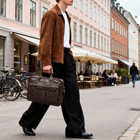 Cognackleurige Topline Lederen Tas voor mannen - Leren tassen