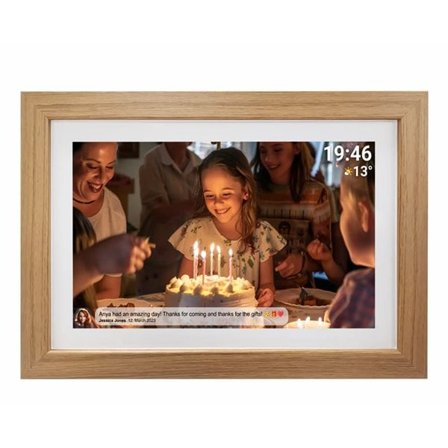 Denver WiFi-fotoramme 15,6" med Frameo - Træ