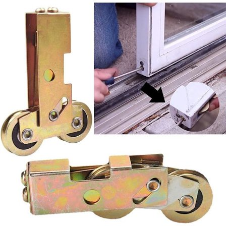 2-pak Skyde Terrassedør 1-1/4 Tommer Tandem Rulle Samling, Stålkugle Hjul Leje Bageste Justerbar Skyde Dør Hjul Udskiftning til Skydedør