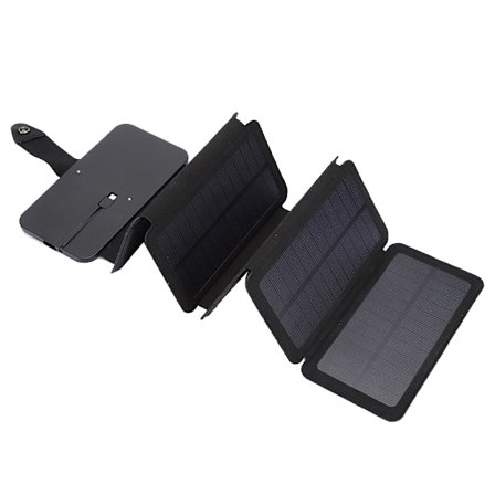 Udendørs foldbar USB solcellepanel mobilbank smartphone strømforsyning oplader sort sort