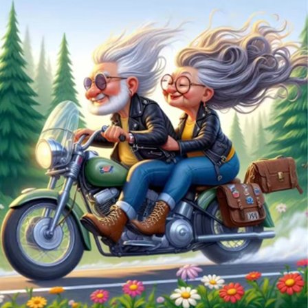 Fullständig Rund Fyrkantig Diamantmosaik Äldre Porträtt Motorcyklar Landskap 5D Diamantmålning Väggdekoration