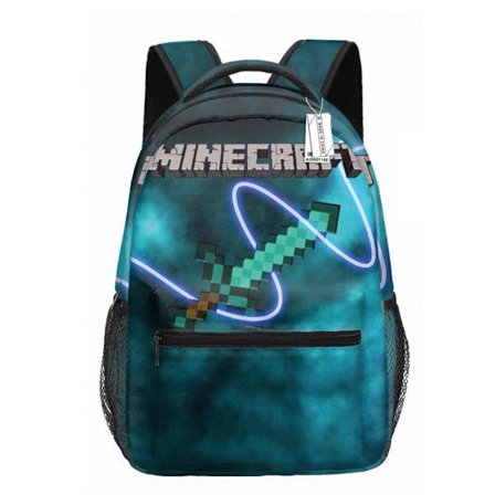 Kompatibel Minecraft Ryggsäck för Pojkar Svart Skolryggsäck Barn Grön Creeper Zombie Skelett Enderman Grottspindel MM