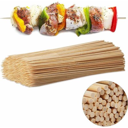 10023685 Träspett, Set med 500 grillspett, Bambu, DIY, 30 cm långa, 4 mm breda, Praktiska, Natur