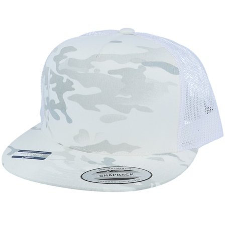 Yupoong - Camo trucker Kasket - Multicam Alpine/White A-Frame Trucker Snapback @ Hatstore