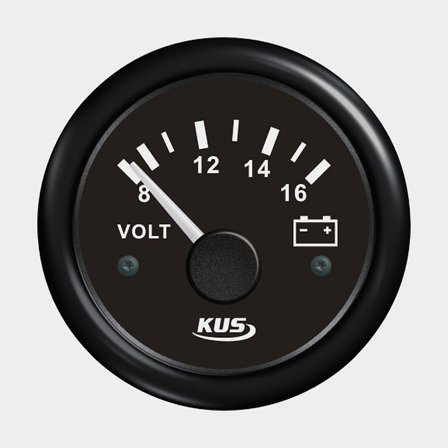 Woltomierz KUS, bez mgły, Ø52 mm, 12 V, czarny, 8 - 16 V - Jachtowa