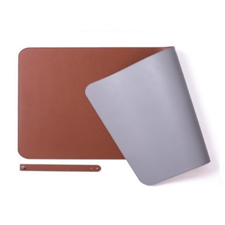 Skrivebordsunderlag, musematte, skrivebordsunderlag i skinn, tastatur- og musematte i skinn, kontor brunt