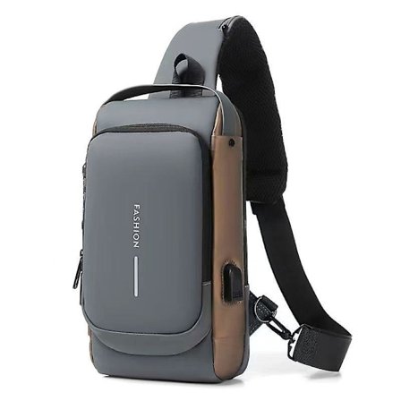 Usb-laddning Sport Sling Bag Male Anti-stöld Bröstväska Med Lösenordslås