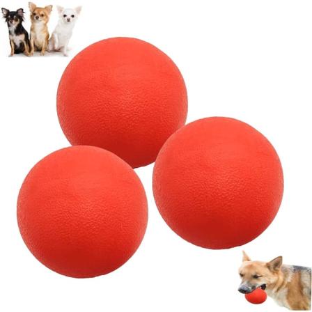 3-pack of oförstörbara hundbollar - 100 % naturliga gummileksaker för små, medelstora och stora hundar
