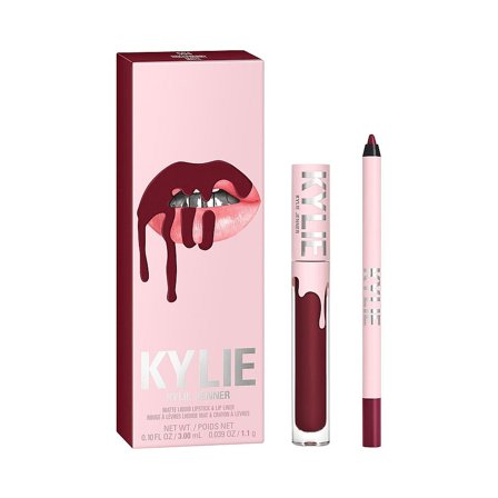 Kylie Cosmetics Matte Liquid Lipstick & Lip Liner 504 Hollyberry, Makeup, Læber, Lipliner