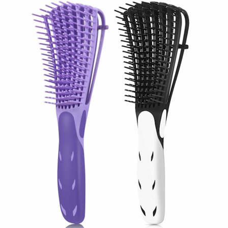 Lockig borste, luftig fluffig locktångskam, åtta-klor kam 2 stycken (lila + svart och vit)