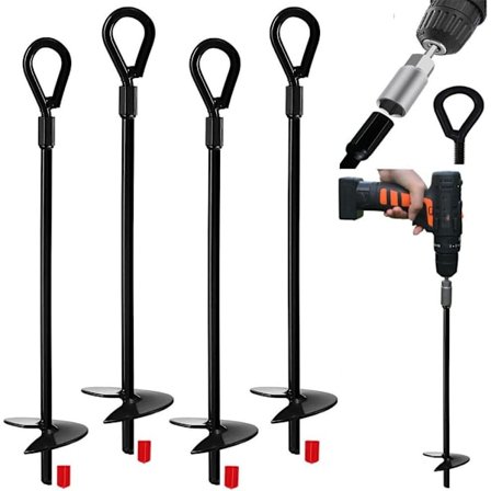 15" Bakkeanker, Heavy Duty, Beskyttelse mot graving, Telt, Husker, Trampoline, 4 stk