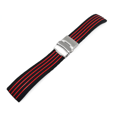Klockarmband Ränder Silikon M Metallspänne 20 Mm - Välj Färg Röd