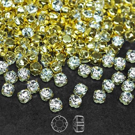 Preciosa chaton montées, SS20 (4.6-4.8mm), guld/Crystal, 50st transparent