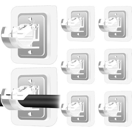 Pyyhekoukut - Itsekiinnittyvät koukut - 8 läpinäkyvää verhokoukkua - Suurin kantavuus 5 kg - 6x6x5 cm