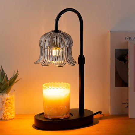 Elektrisk Lysvarmer med Timer – Dæmpbar Vintage Varmelampe, Justerbar Højde til Stearinlys uden Flamme, Smelter Voks