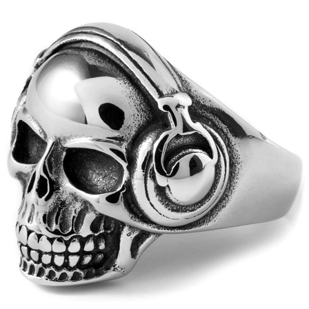 Anillo de acero con calavera musical para hombres - Anillos de acero