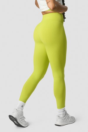 ICANIWILL - Ribbed Define Seamless Tights Lime Green - Treningstights - Dame - ICIW
