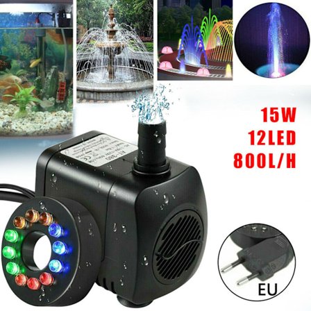 Springvandspumpe, Havepumpe, Springvandspumpe med 12 Farverige LED-lys