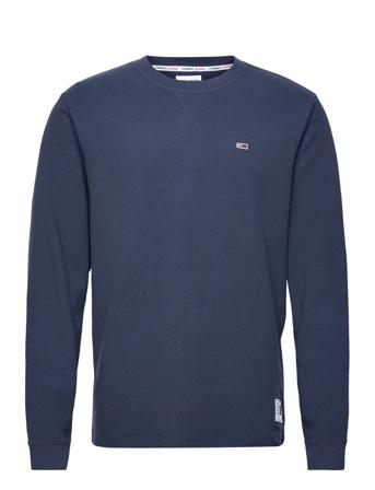 Tjm Waffle Snit Crew T-shirts Long-sleeved Sininen Tommy Jeans