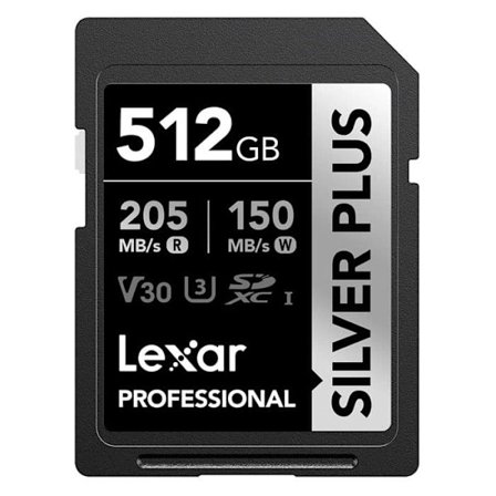 Lexar SD-kort silver plus UHS-1 512GB V30 R205/W150MB/s