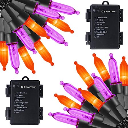 Utendørs lyslenke - Lilla oransje, 10M 100 LED elektrisk lenke