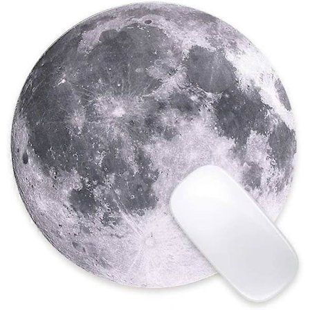 Rund Musmatta för Gaming Söt Måne Musmatta 8,66 Tum Planet Tyg Musmatta Matta Halksäker Gummibas för Hem Kontor Företag Brusreducering/Noggrann