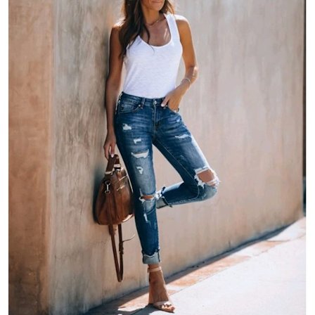 Womens Capri Jeans for Women High Waisted Skinny Ripped Jean Denim Pants XL