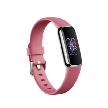 Fitbit Luxe 38mm Silver Urtavla Rosa Silikonband Fitnessband