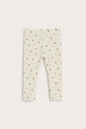 Newbie | Legginsy w drobne kwiatki | Jasnobeżowy