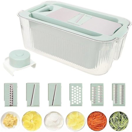 Salladsskärare, professionell skivare, med 6 utbytbara blad för effektiv köksanvändning