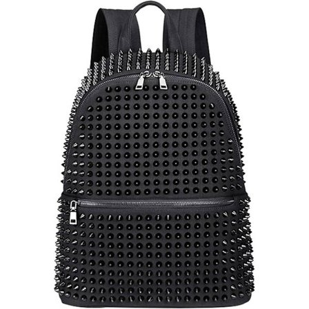 Svart Rivet Ryggsekk Spike Messenger Rucksack Satchel Tote Crossbody Veske for Menn/Kvinner