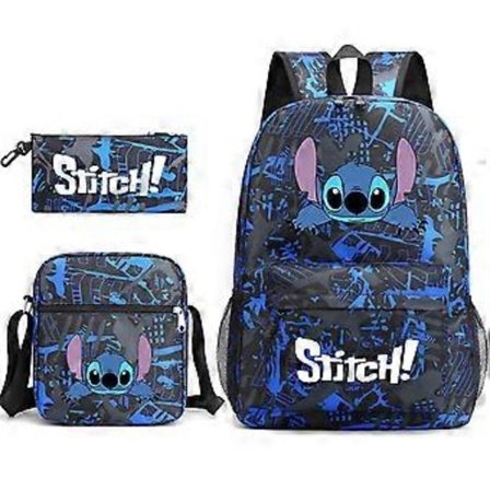 Lilo & Stitch Skolesekk Ryggsekk Penal Skulderveske Tredelt Sett _42