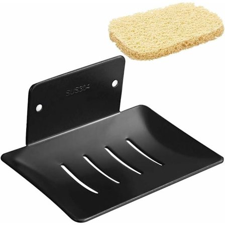 Tvålkopp Dusch och Tvålfat - Tvålhållare Utan Borrning Väggmonterad Kolstål för Dusch Badrum Kök