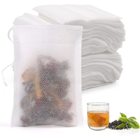 200 Teefilterpåsar med dragsko, små te-påsar att fylla