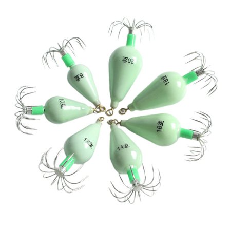 7 stk Lysende Blekksprut Jig Kroker 12 Nål Blekksprut Jigs Sett Fluorescerende Sepia Erme Jig Blekksprut Lokker Hard Fiske Agner