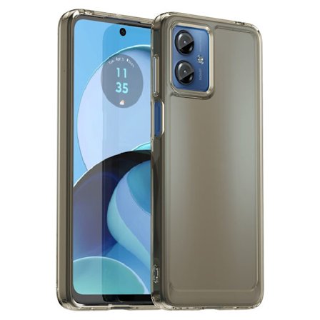 SKALO Motorola Moto G14 Läpinäkyvä TPU Metal Buttons Suojakuori - Harmaa