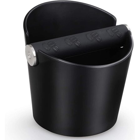 Kaffe Knock Box, med avtakbar metall-knock bar og sklisikker base (svart)