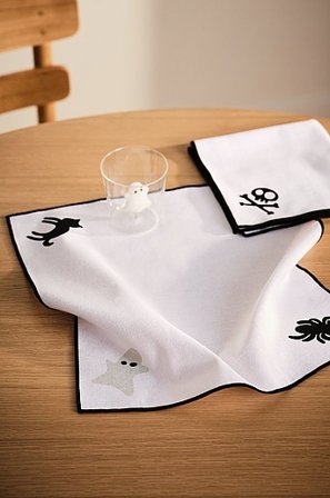 Jotex - Servet 2-pak Zwart/grijs/wit zwart/grijs/wit - HALLOWEEN - Koop Servetten bij Jotex