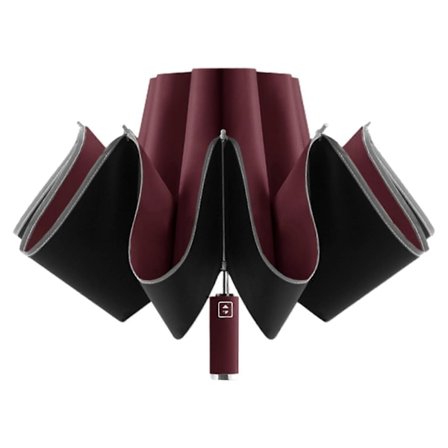 Kompakt Rejse paraply til sol og regn, vindtæt ventileret rejse paraply, robust ensfarvet simpel solcreme solskærm, bordeaux