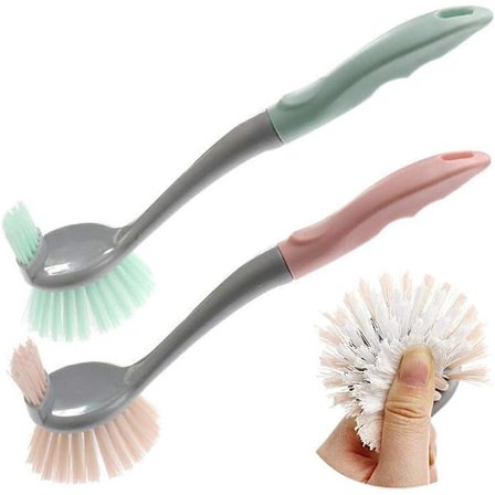 Oppvaskbørste med dobbel børste, børste for oppvask, kokekar og grønnsaker med slitesterke børster, dobbeltsidig oppvaskbørste for vask, kjøkken, 