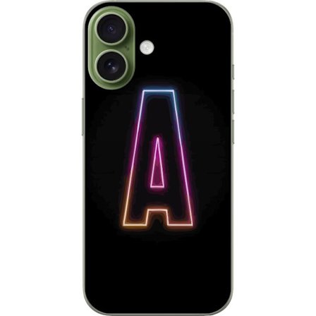Kompatibel Mobilcover til Apple Apple iPhone 17 Minimalistisk neonbogstav A i regnbuefarvet lys mod sort baggrund i moderne typografisk stil