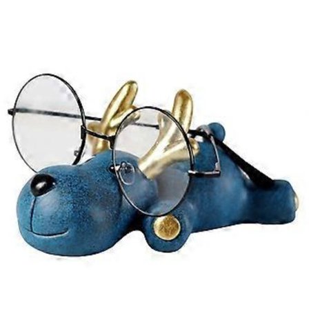 Søt Dyrefigur Elg Brilleholder Oppbevaring Harpiks Statue Show Rack Elegant blå