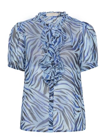 Crkinia Ss Blouse Blouses Short-sleeved Blå Cream*Betinget Tilbud
