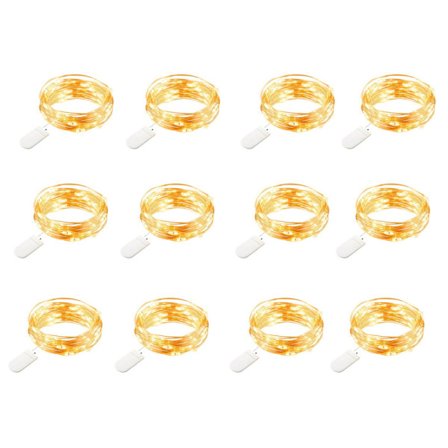 20 stk. 1M 10 LED'er Batteri LED-lyskæde Kobbertrådslyskæde til soveværelser, indendørs, udendørs, jul, fest, have, bryllup, gør-det-selv, varm hvid
