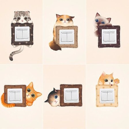 Veggklistremerker Myke Selvlysende 3D Stereo Bryter Klistremerker Stikkontakt Beskyttende