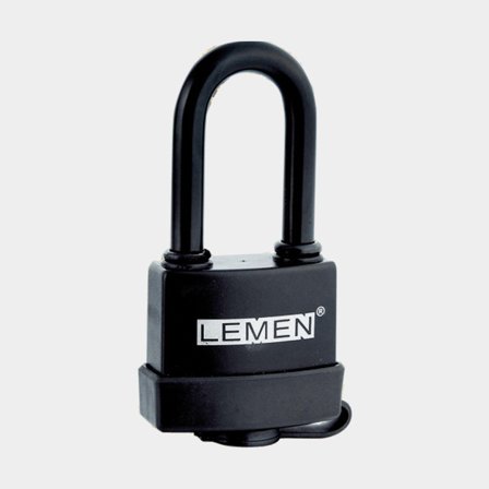 Padlock LEMEN 50 ABS, with long shackle, Ø9.7 mm, black