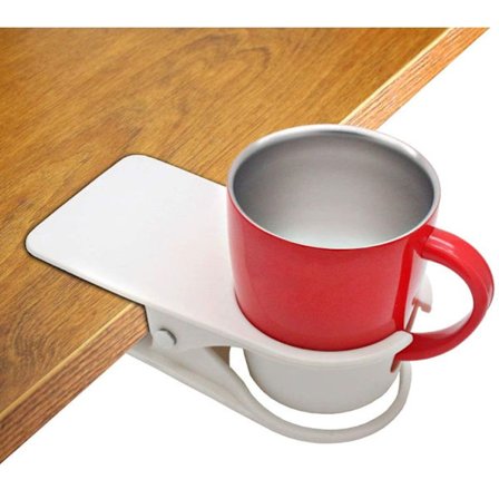 2 stk. Klips drikkeflaske koppholder for bord skrivebord(hvit)