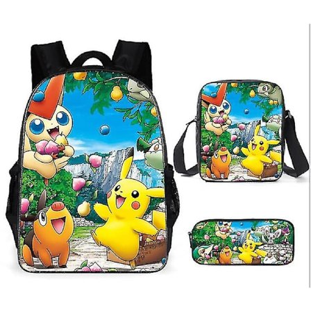 Sencu Pocket Pikachu 3-delad skolväska och set - perfekt för energiska barn