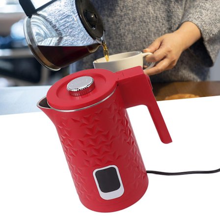 2000W 2L Elkedel i rustfrit stål med automatisk slukning, dobbeltvægget elkedel rød