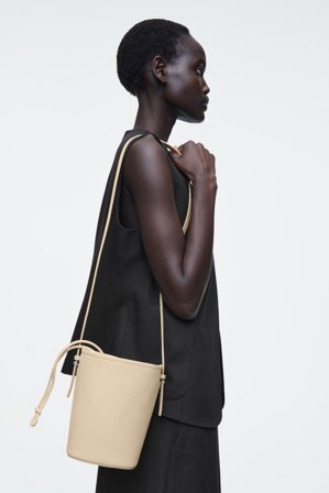 COS Women's Mini Bucket Bag Nubuck in White